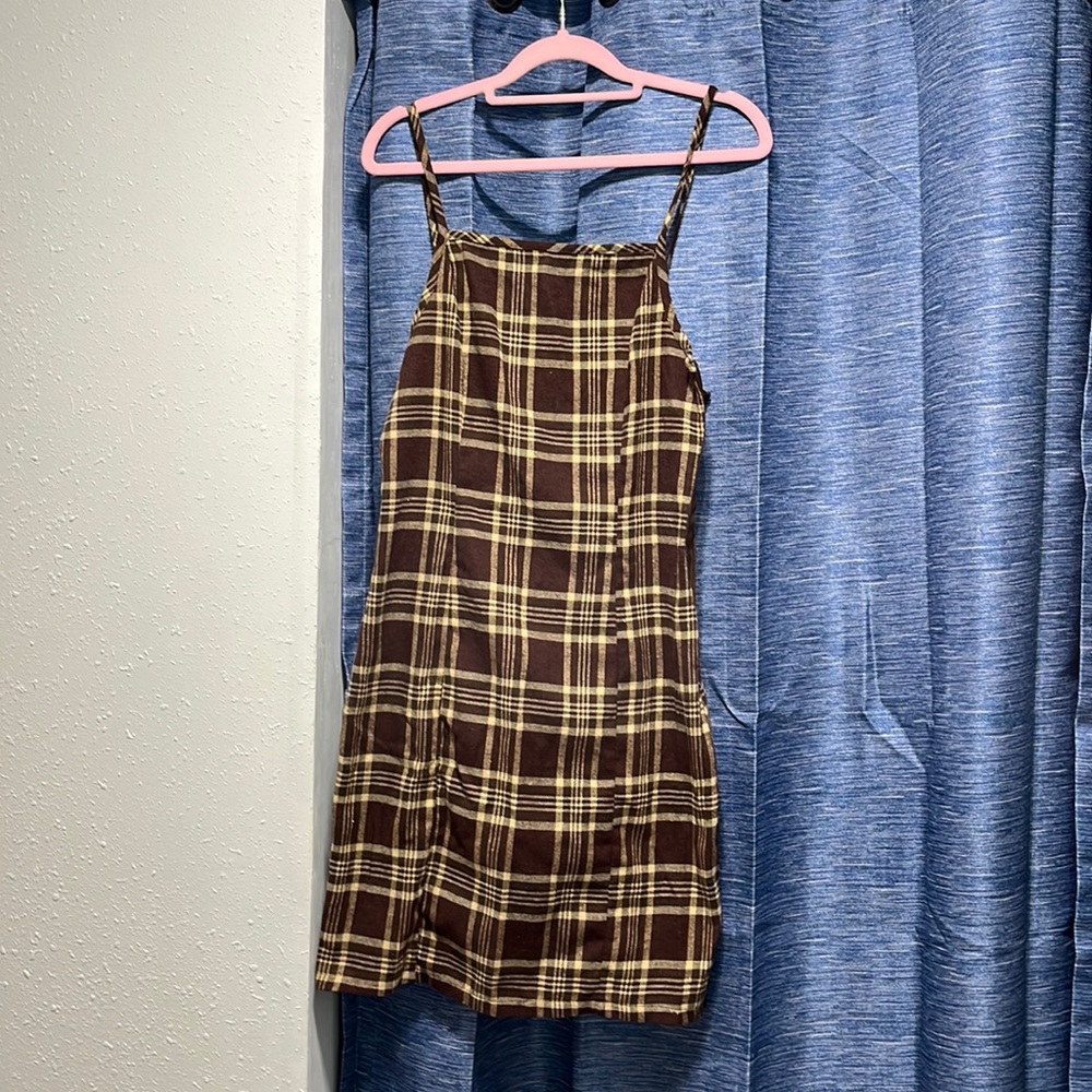 Plaid soft spaghetti strap dress